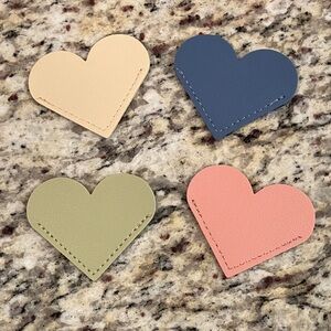 Heart Corner Bookmarks Set of 4 Leather Page Markers for Books New in package